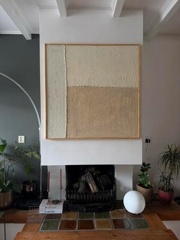 Groot Schilderij met houten lijst - 100x100cm beschikbaar voor biedingen