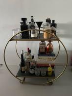 Vintage barcart/ bijzettafel met donker groene marmeren blad, Ophalen of Verzenden, Gebruikt