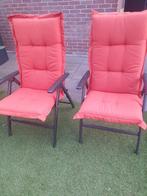 Tuinstoelen verstelbaar met kussens, Ophalen, Gebruikt, Kunststof, Verstelbaar