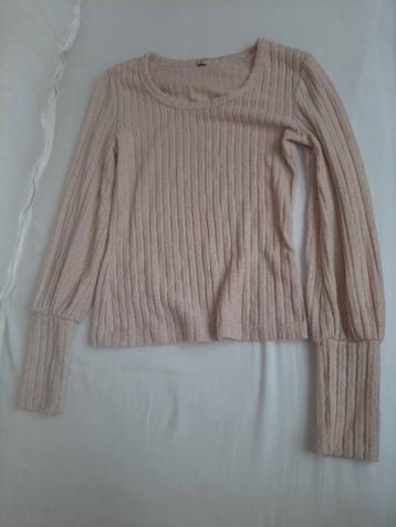 Beige Ribgebreide Top - Maat S beschikbaar voor biedingen