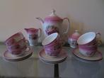 Antiek roze thee servies - koffie servies, Antiek en Kunst, Ophalen of Verzenden