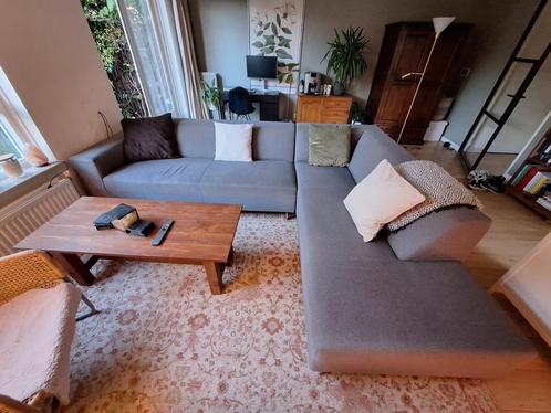 Loods 5 mooie grijze hoekbank met ribstof, Huis en Inrichting, Banken | Complete zithoeken, Gebruikt, Stof, Ophalen