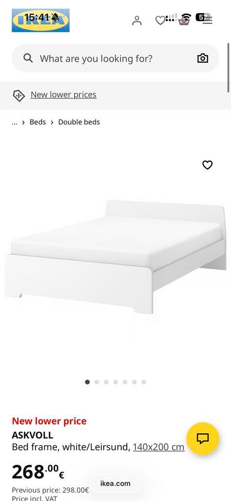 Askvoll bedframe 140x200 - Zo goed als nieuw!, Huis en Inrichting, Slaapkamer | Bedden, Zo goed als nieuw, Tweepersoons, 140 cm
