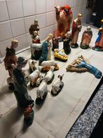 14629 mooie antieke kerstgroep met gipsen beelden, Diversen, Ophalen of Verzenden