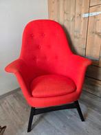 Retro IKEA fauteuil - Rode stof, inclusief nepbontje, Ophalen, Gebruikt, 75 tot 100 cm, Stof