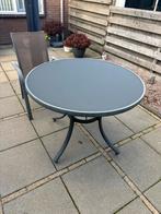 Tuinset (ronde tafel met vier stoelen), Tuin en Terras, Tuinsets en Loungesets, Ophalen, Gebruikt, Aluminium