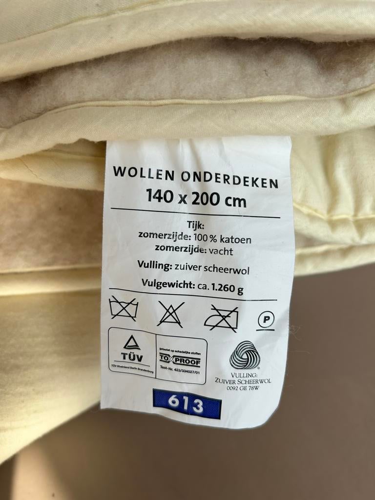 Wollen onderdeken 140 x 200 zuiver scheerwol, Ophalen, Gebruikt, Eenpersoons, Beige