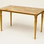 Vintage tafel met onyx marmer blad - 150cm, Antiek en Kunst, Antiek | Meubels | Tafels, Ophalen