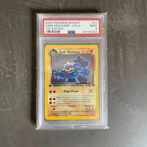 Pokémon Rocket #10 Dark Machamp Holo 1st Edition PSA 9, Hobby en Vrije tijd, Verzamelkaartspellen | Pokémon, Nieuw, Losse kaart