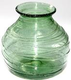 Prachtig Groen Glazen Draad Bolvaas Romeins Model, Antiek en Kunst, Antiek | Glas en Kristal, Verzenden