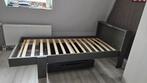 Groen Houten Eenpersoonsbed + Lattenbodem (Gratis), Huis en Inrichting, Ophalen, Gebruikt, 90 cm, Eenpersoons