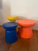 Hippe Bijzettafeltjes - Set van 3 oranje geel blauw, Ophalen, Gebruikt, Blauw, Overige typen