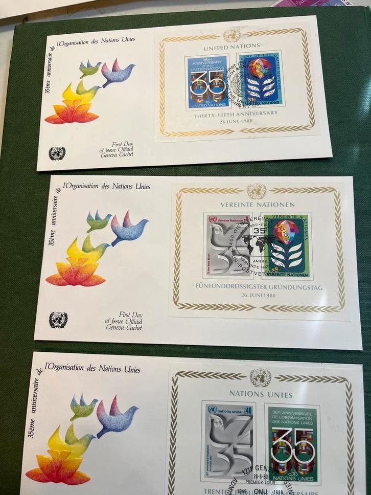 Verzameling UNO Postzegels 35 Jaar FDC, Postzegels en Munten, Postzegels | Thematische zegels, Gestempeld, Overige thema's, Ophalen of Verzenden