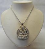 Zilveren ketting met boeddha amulet doos hanger nr.879, Sieraden, Tassen en Uiterlijk, Antieke sieraden, Verzenden, Zilver, Ketting