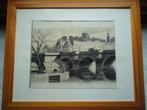 Maastricht beroemde brug ! Fraaie Houtskooltekening, Antiek en Kunst, Verzenden