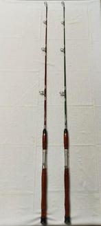 2x Vintage hengel tokoz 1,60 meter 1 delig rood en groen, Ophalen, Zo goed als nieuw, Werphengel