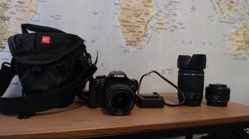 Canon 450D + 3 lenzen & tas beschikbaar voor biedingen