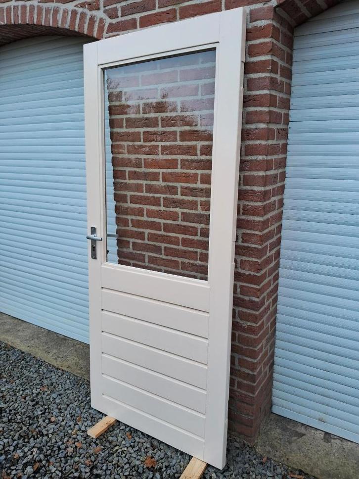 schuurdeur, achterdeur, balkondeur, buitendeur, hardhout, Doe-het-zelf en Verbouw, Deuren en Horren, Gebruikt, Buitendeur, 200 tot 215 cm