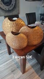 3 Decoratieve Gouden Vazen, Huis en Inrichting, Woonaccessoires | Vazen, Ophalen of Verzenden