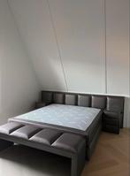 Boxspring 180x200 met nachtkastjes & voetbankje, Ophalen, Overige materialen, Gebruikt, Bruin