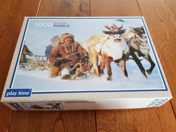 Puzzel 1000 stukjes -- Rendierslee in Siberië -- Playtime beschikbaar voor biedingen