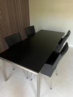 Eettafel met 4 stoelen - Zwart, Huis en Inrichting, Tafels | Eettafels, Ophalen, Gebruikt, 50 tot 100 cm, 150 tot 200 cm
