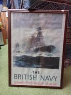 Grote houten lijst print British Navy WOII, Gebruikt, Ophalen of Verzenden, 75 cm of meer, 50 tot 75 cm