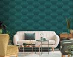 Retro behang groen 38204-1, Huis en Inrichting, Stoffering | Behang, Ophalen of Verzenden, Minder dan 10 m², Groen, Retro behang