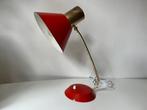 Mid Century Tafellamp Bureaulamp Rood Messing 1960s - 1970s, Gebruikt, Leuchte, Ophalen of Verzenden, Leuchten