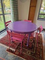 Paarse uitschuifbare ronde eettafel, Huis en Inrichting, Tafels | Eettafels, Ophalen, Zo goed als nieuw, Rond