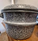 Grijze Emaille Stoomketel/Zeef met Deksel - Vintage, Antiek en Kunst, Ophalen of Verzenden