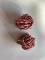 Vintage Roze Kraal Oorbellen, Overige materialen, Gebruikt, Ophalen of Verzenden, Roze