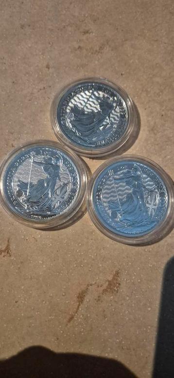 3x Zilver 999 Britannia Munten 2023 beschikbaar voor biedingen