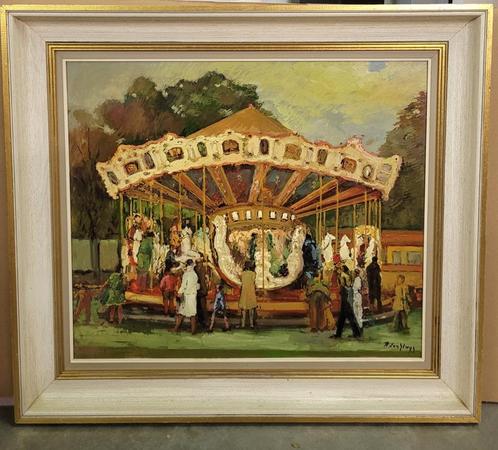 Remy VAN SLUYS, de carrousel, Antiek en Kunst, Kunst | Schilderijen | Klassiek, Ophalen of Verzenden