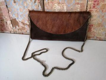Koeienhuid tasje koeienvacht bruin echt leer koeien clutch beschikbaar voor biedingen