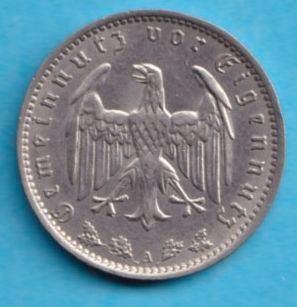 (KE131) Duitsland 1 Mark 1938A ; kwaliteit, Postzegels en Munten, Munten | Europa | Niet-Euromunten, Losse munt, Duitsland, Verzenden