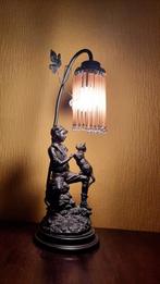 Vintage Franse tafellamp Auguste Moreau - Art Nouveau, Glas, Gebruikt, Art nouveau, Ophalen of Verzenden