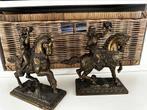 Twee prachtige messing paarden met soldaten, Antiek en Kunst, Ophalen of Verzenden