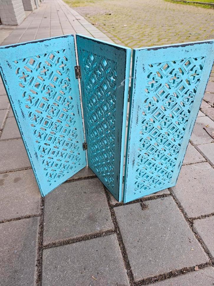 Decoratief Kamerscherm - Turquoise - 3 stuks, Huis en Inrichting, Woonaccessoires | Kamerschermen, Gebruikt, Ophalen of Verzenden