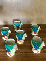 EIERDOPJES 6x PORSELEIN HAND BESCHILDERD VINTAGE PASEN, Ophalen of Verzenden, Zo goed als nieuw