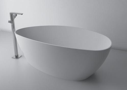 Vrijstaand Mineraalmarmer Ligbad ELIPSIE 160x70 Glans Wit, Doe-het-zelf en Verbouw, Sanitair, Nieuw, Bad, Chroom, Steen, Ophalen of Verzenden