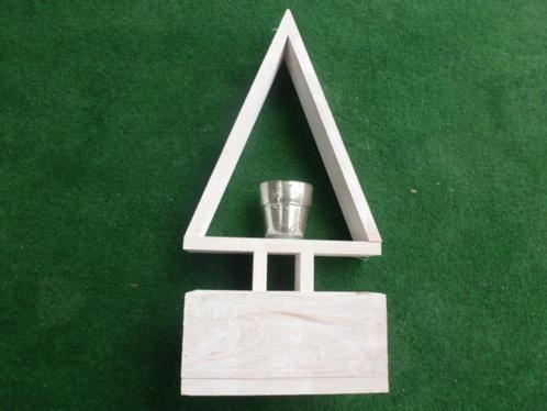 NIEUW 5 mooie houten kerstdecoratie KERSTBOOM wit 45 cm, Diversen, Kerst, Nieuw, Ophalen of Verzenden