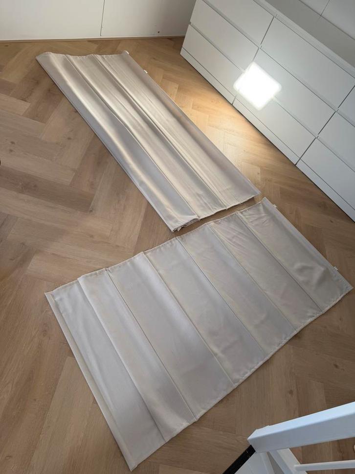 Vouwgordijnen beige – set van 2, Huis en Inrichting, Stoffering | Gordijnen en Lamellen, Gebruikt, 150 tot 200 cm, 150 tot 200 cm