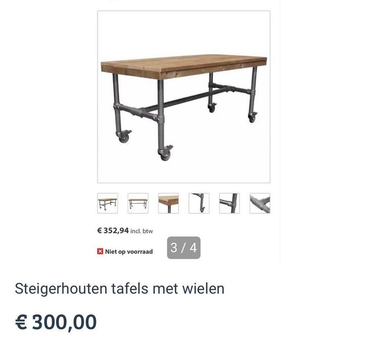 Steigerhouten vergader, of cursus met Wielen - 160x77cm, Hobby en Vrije tijd, Cursusmateriaal, Zo goed als nieuw, Ophalen