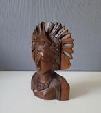 Bruin houten buste vrouw - houtsnijwerk, Antiek en Kunst, Ophalen of Verzenden
