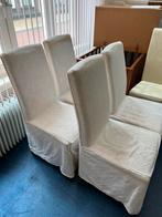 4 Eetkamerstoelen met Hoge Rugleuning en afneembare hoezen, Ophalen, Hout, Gebruikt, Wit