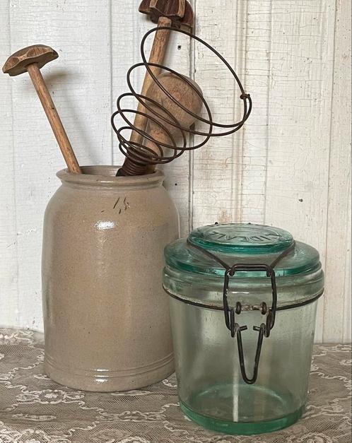 Brocante oude Franse weckpot L’ IDEALE 750 ml, Antiek en Kunst, Curiosa en Brocante, Ophalen of Verzenden