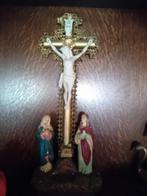 Antiek Jezusbeeld met kruis en Maria figuren, Antiek en Kunst, Antiek | Religie, Ophalen of Verzenden