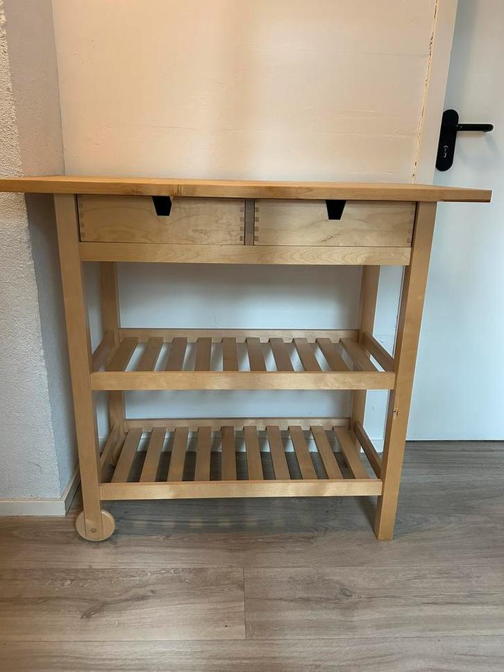 IKEA roltafel FÖRHÖJA, Huis en Inrichting, Tafels | Sidetables, Zo goed als nieuw, 25 tot 50 cm, 100 tot 150 cm, Rechthoekig, Overige houtsoorten