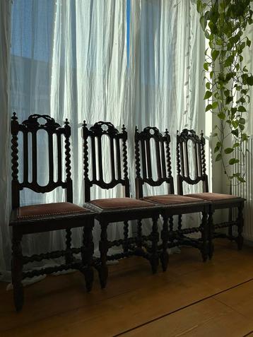 Eiken kasteel antieke vintage barok houten stoelen 